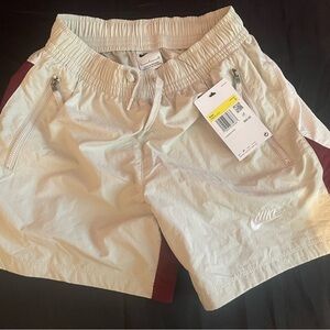 Nike Kids Beige and Burgundy Athletic Shorts